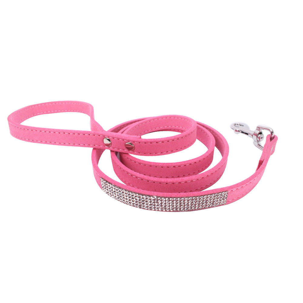 Adjustable Suede Leather Dog Collar Leash Set