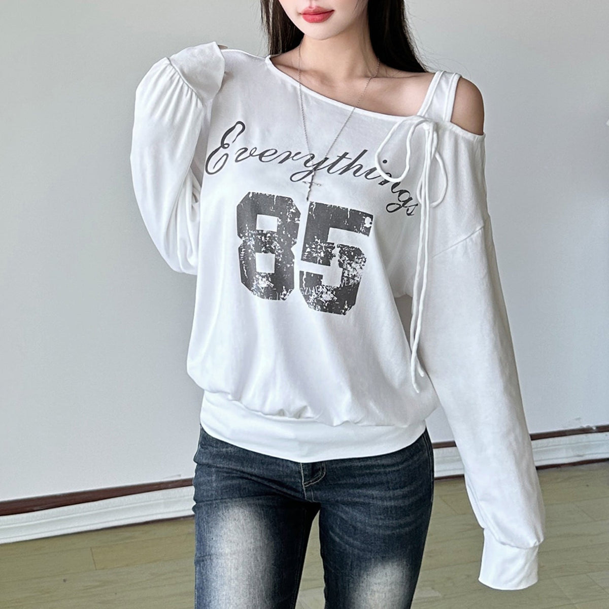 New Relaxed-style Outfit Loose-fitting Asymmetrical T-shirt