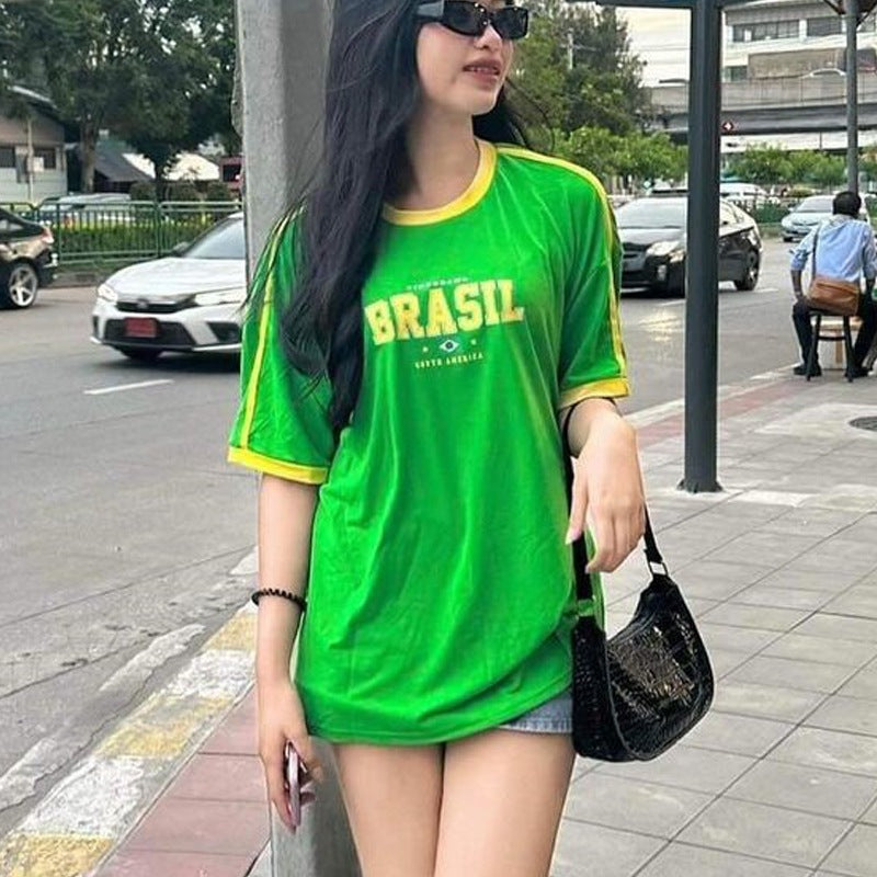 Slim Fit Women's Sexy T-shirt Letter Street Short