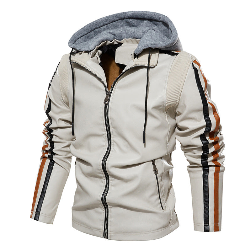 Solid Color Men's Leather Jacket 7901