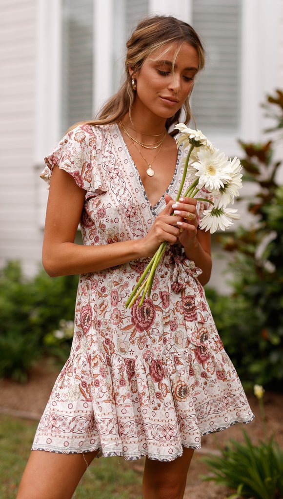 Summer V-neck sexy bohemian print dress skirt women