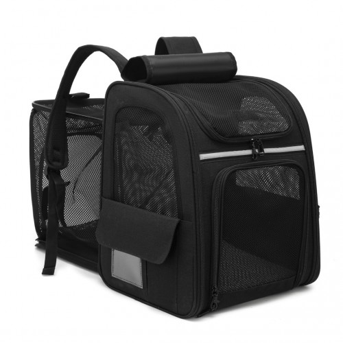 PTD2441 - Dogat Expandable And Foldable Pet Backpack Carrier with Ventilated Mesh Windows Comfortable & Secure Design - Black