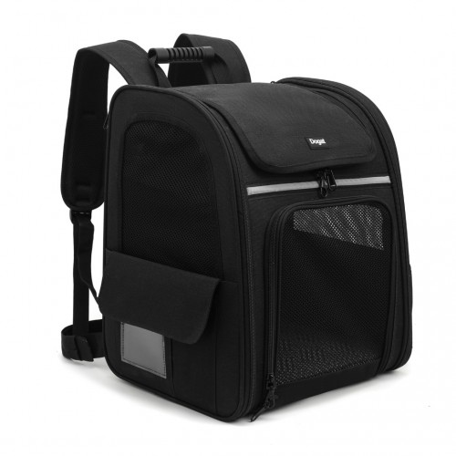 PTD2441 - Dogat Expandable And Foldable Pet Backpack Carrier with Ventilated Mesh Windows Comfortable & Secure Design - Black