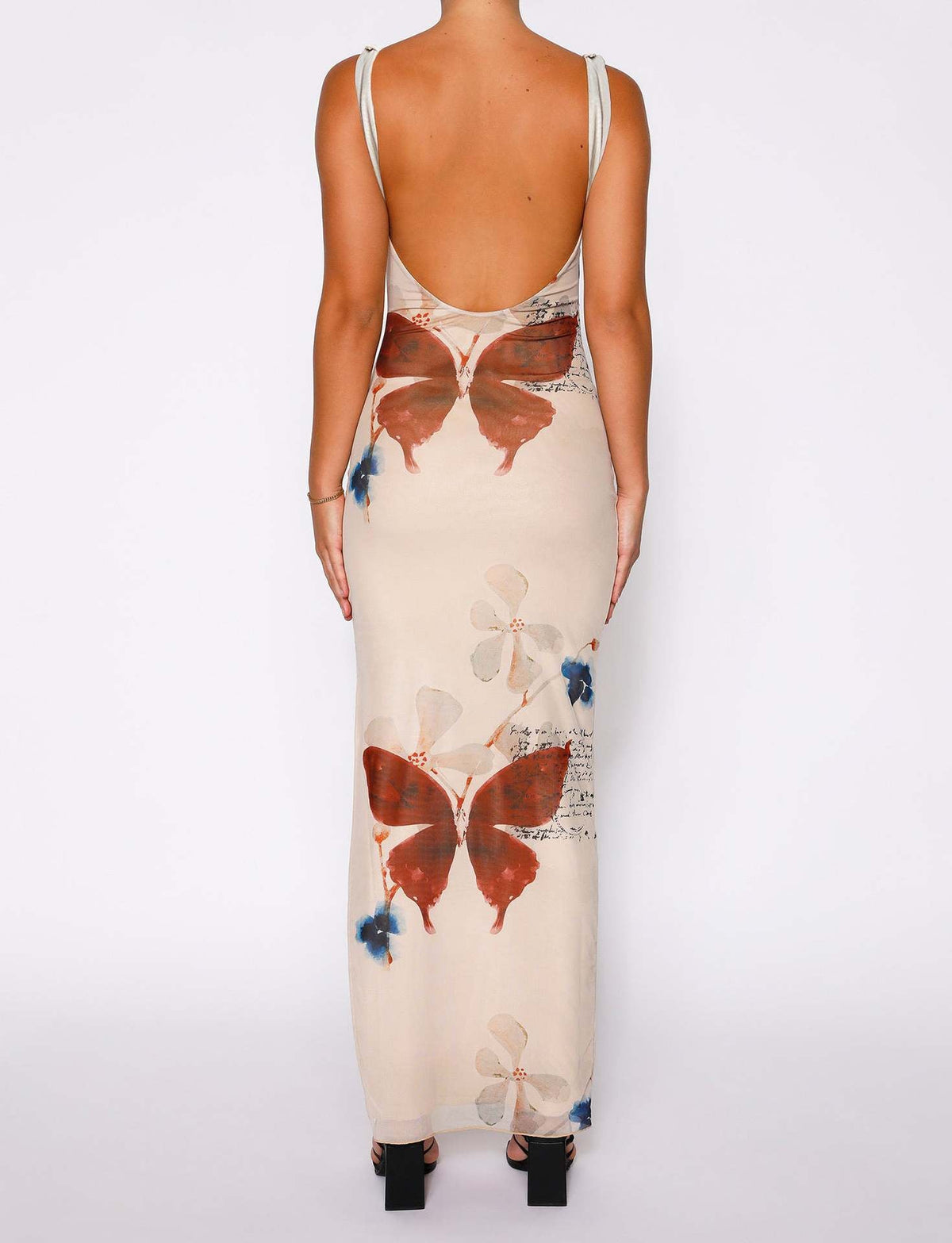 Women's V-neck Backless Fashion Butterfly Print Dress