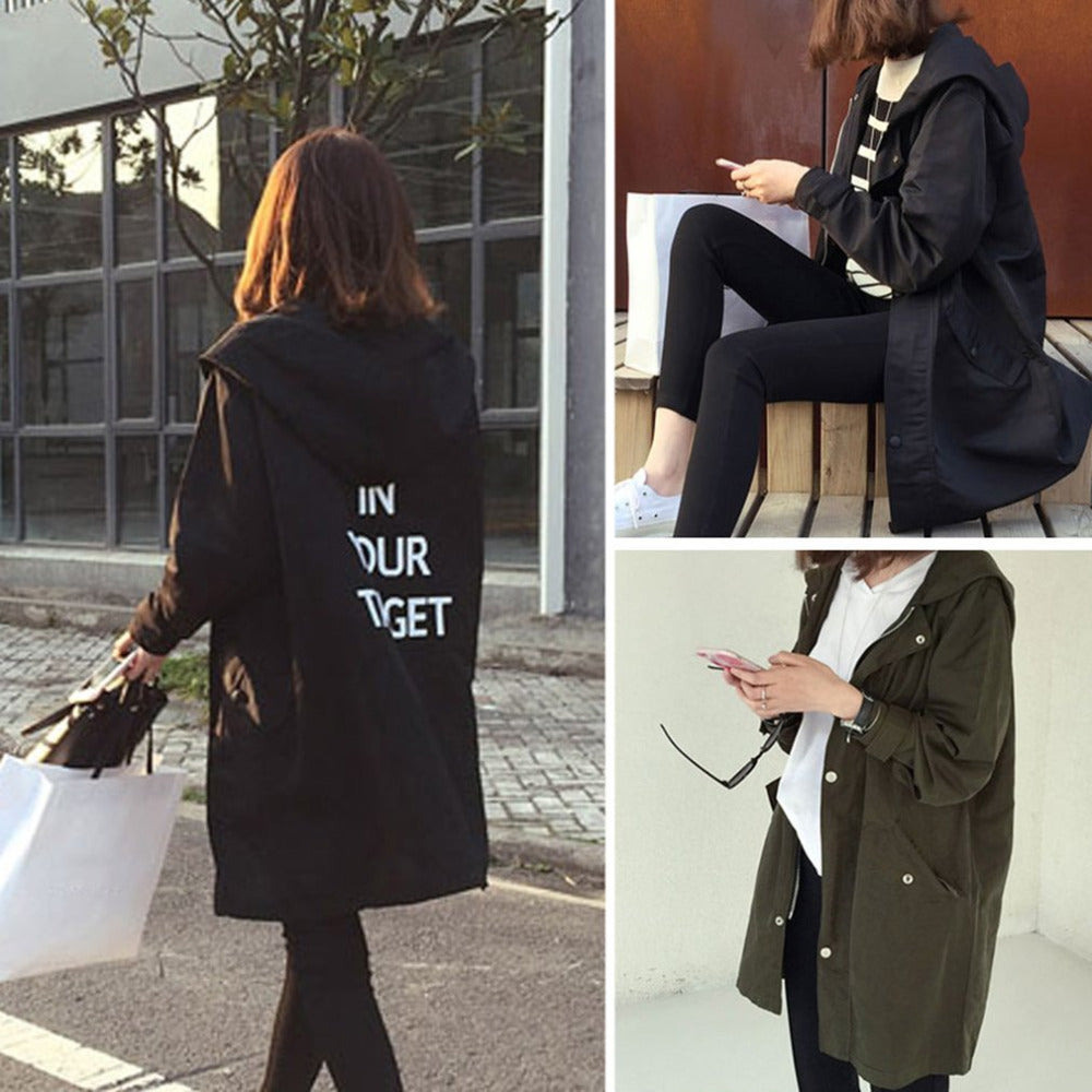Mid-length zip cardigan plus size trench coat