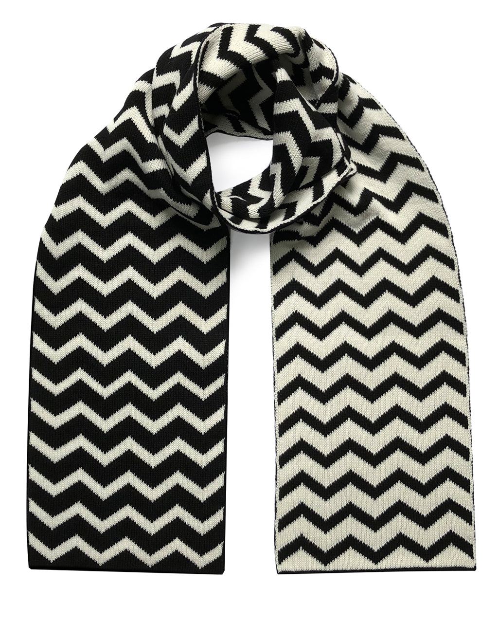 Chevron Wool & Cashmere Scarf Black