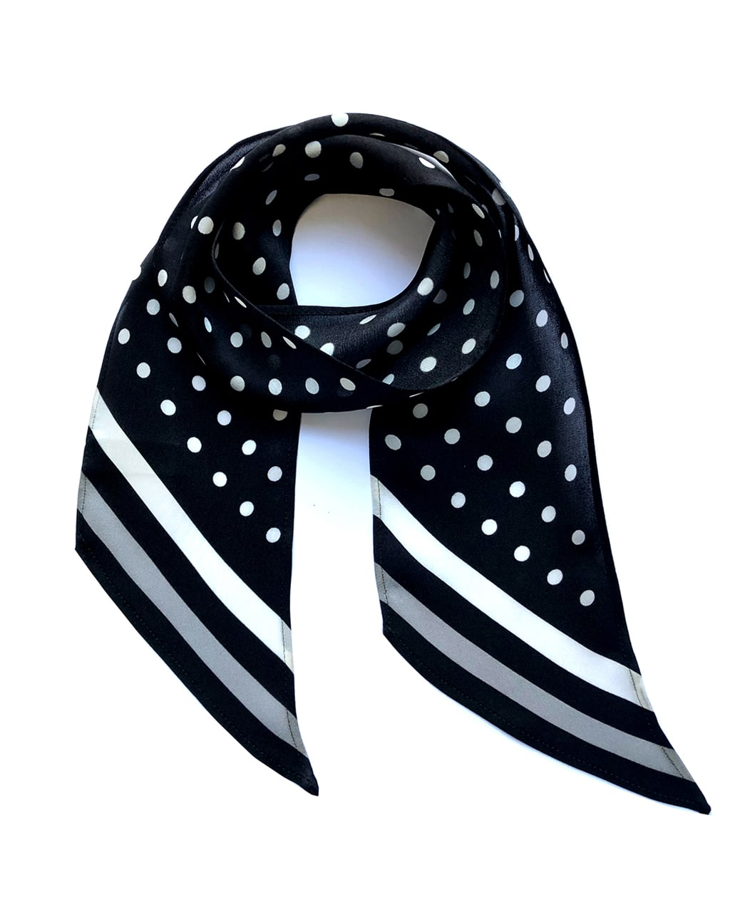 Polka Dot Silk Neck Scarf Black