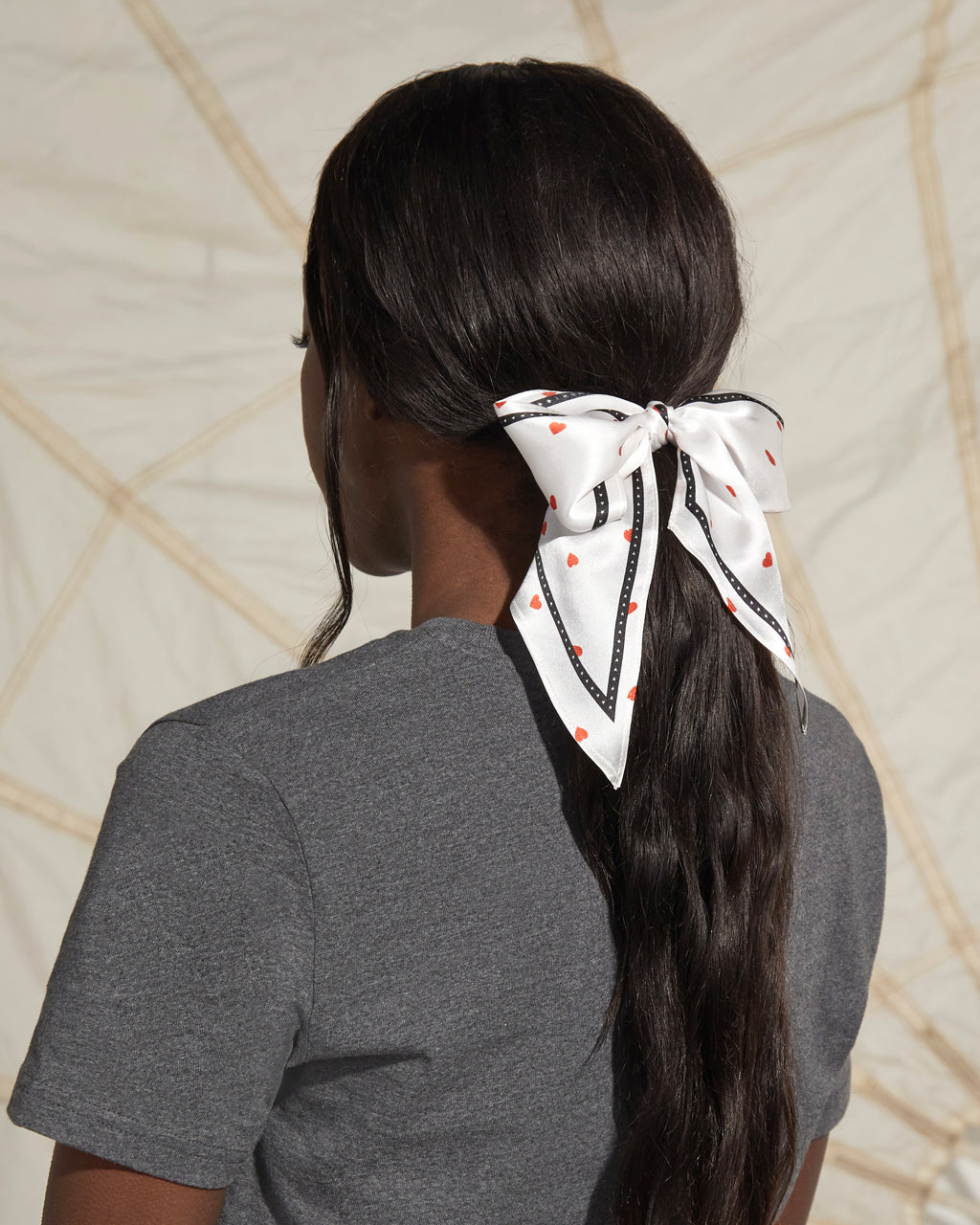 Tiny Hearts Silk Neck Scarf White & Red