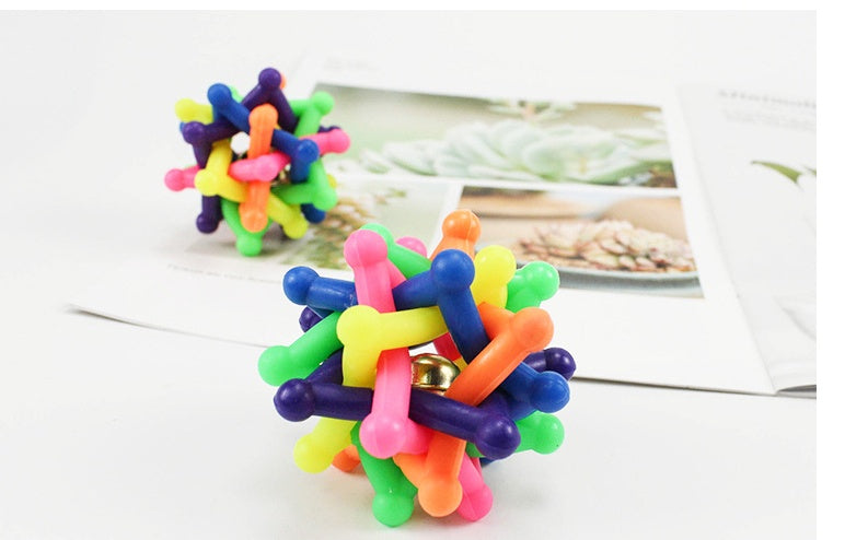 Pet Colorful Bell Woven Ball Dog Rainbow