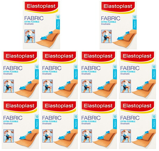 10 x Elastoplast Apósito de tela, paquete de 10 unidades