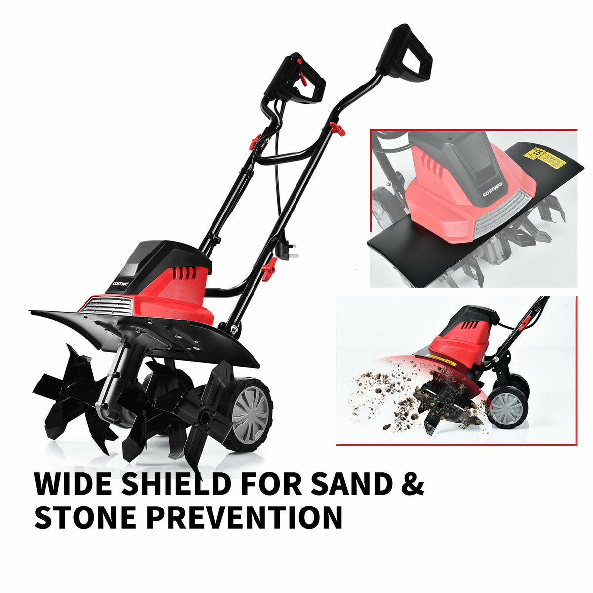 1500W Corded Electric Garden Tiller with 6 Blade Till