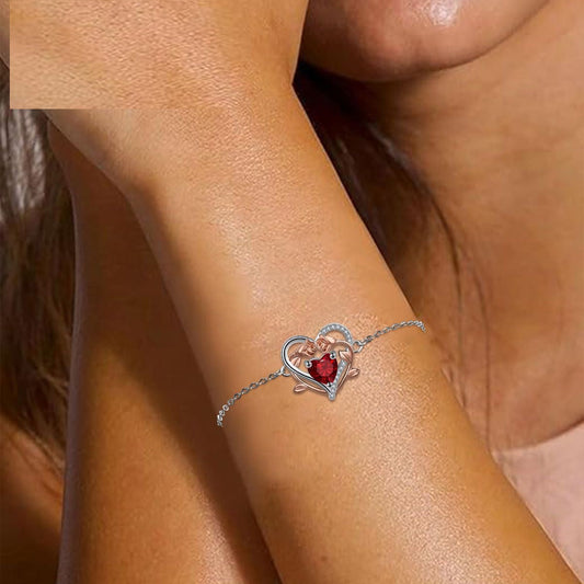 Heart-Shaped Rose Bracelet | Elegant Copper Floral Bangle