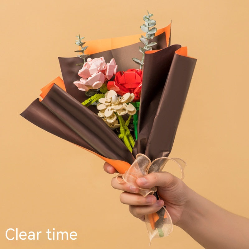Assembled Building Blocks Flower Rose Holding Valentine's Day Gift