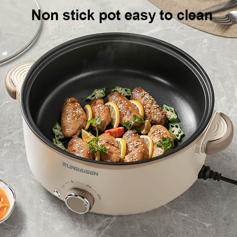 4L Electric Slow Cooker Multi Cooker Non-Stick Pot with Glass Lid Beige Kitchen
