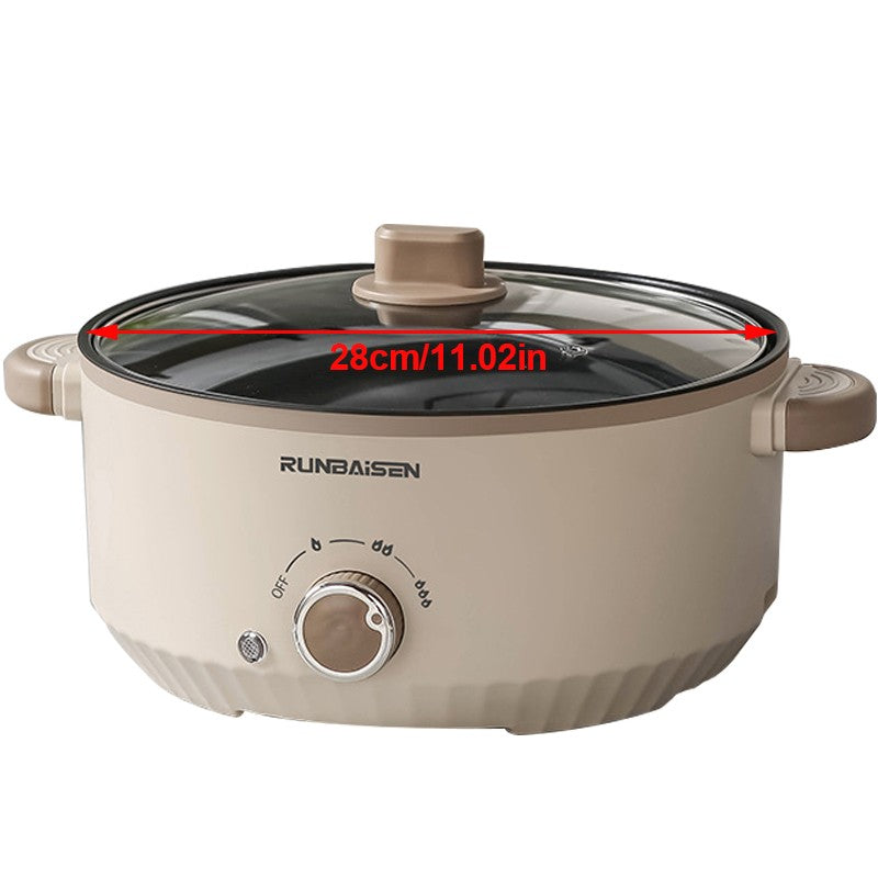 4L Electric Slow Cooker Multi Cooker Non-Stick Pot with Glass Lid Beige Kitchen