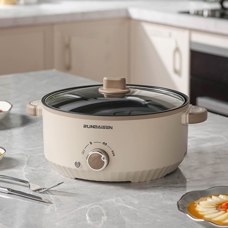 4L Electric Slow Cooker Multi Cooker Non-Stick Pot with Glass Lid Beige Kitchen
