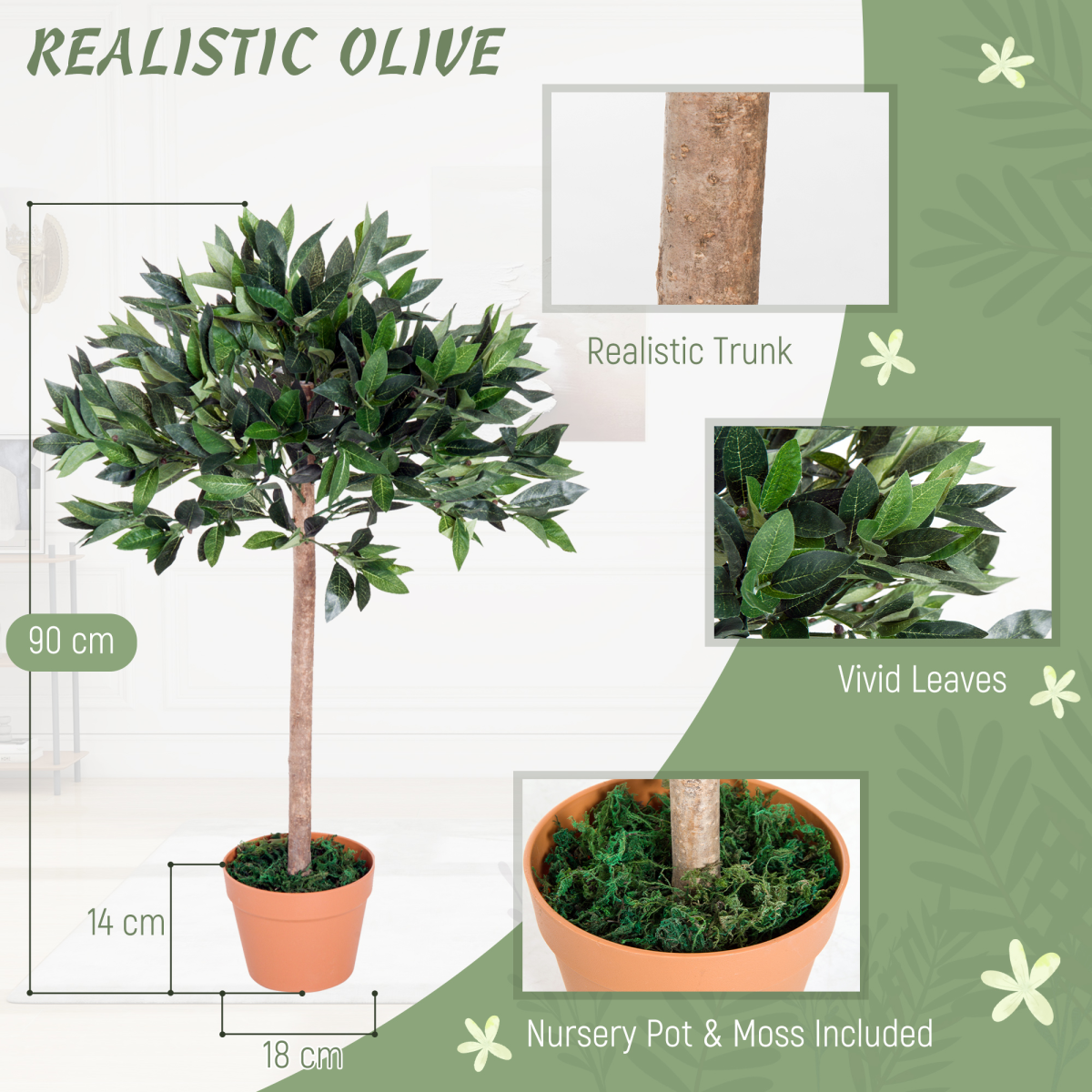 Artificial Olive Tree Plant, 90 cm