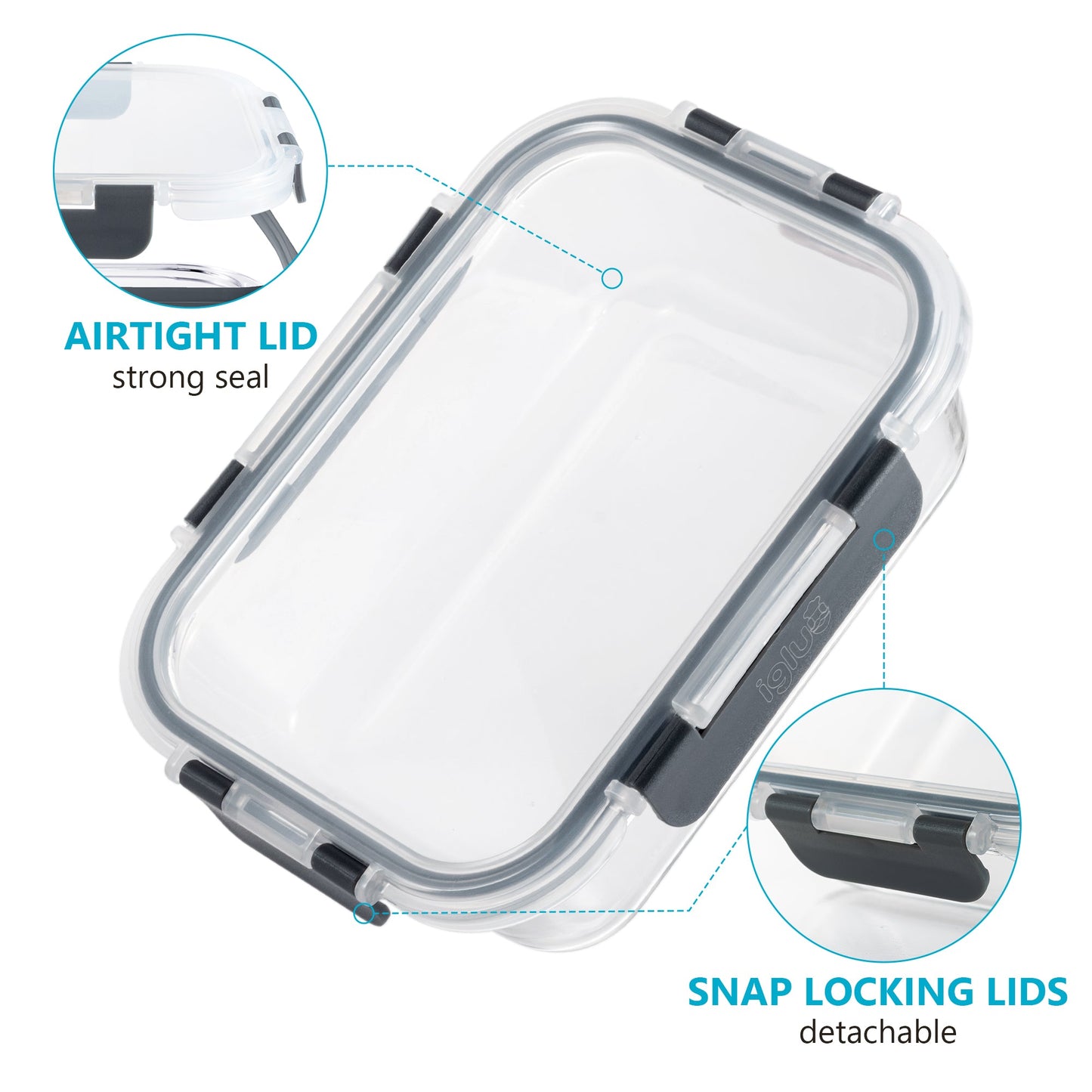 Igluu Meal Prep Glass Food Storage Containers | 10 Pack | 1050ml & 370ml