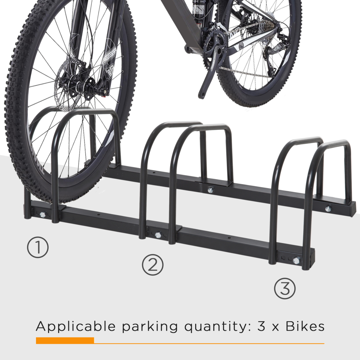 Bike Parking Rack Bicycle Locking Storage Stand for 3 Cycling Black HOMCOM