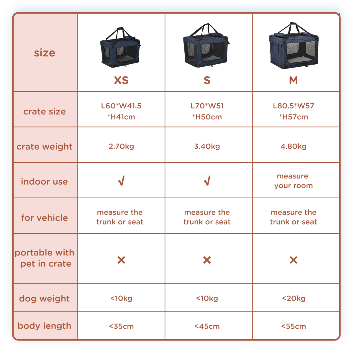 60cm Folding Pet Carrier Bag Soft Portable Cat Puppy Cage with Cushion Storage