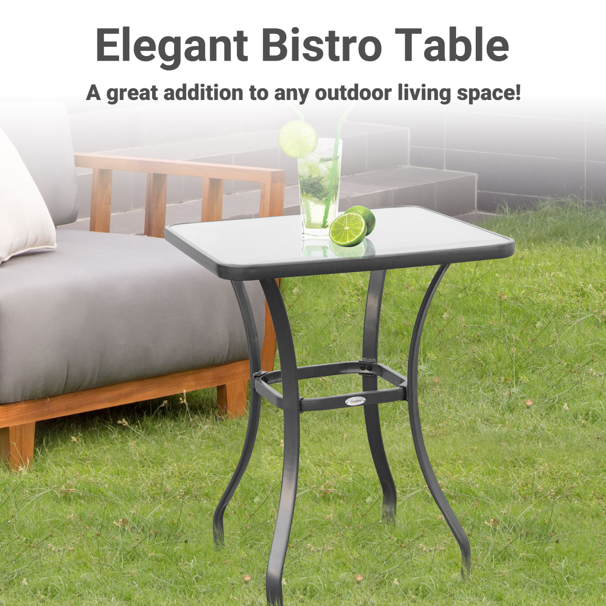 Square Glass Bistro Table Bar Dining Kitchen Breakfast Party Table 68.5x84 cm