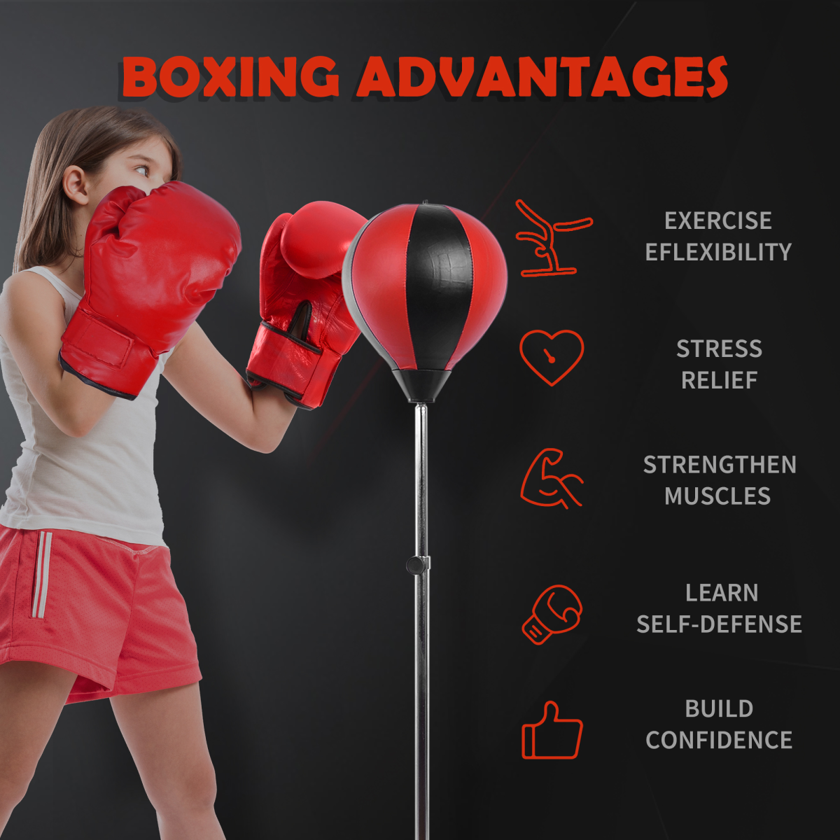 Adjust Kids Training Boxing Punching Ball Bag Boxing Punching w/ Gloves HOMCOM