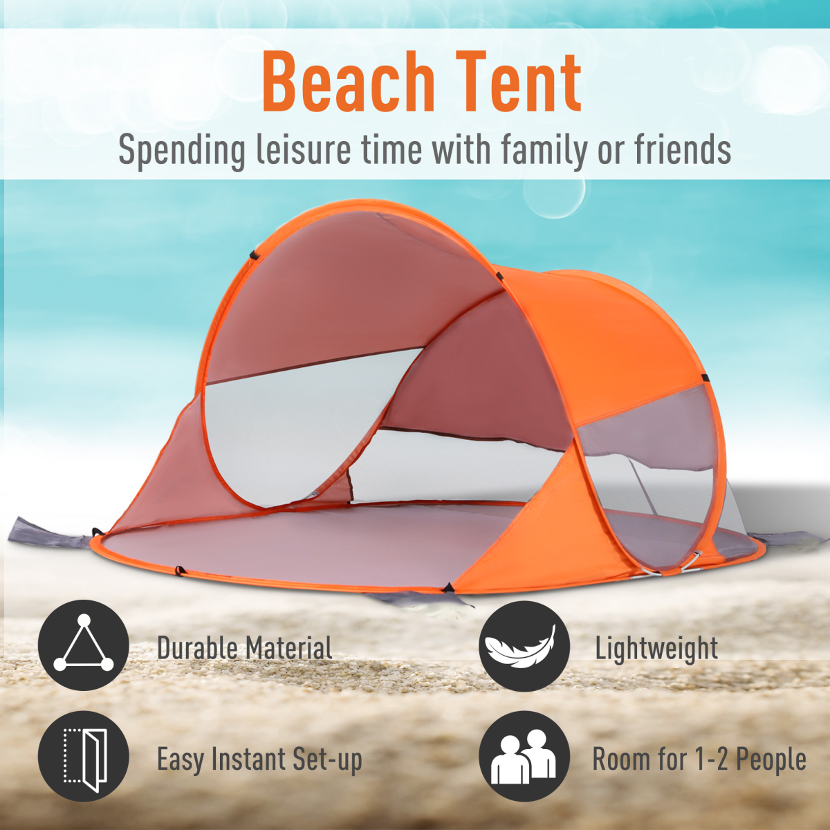 Portable Automatic Pop Up Beach Tent Outdoor Camp Shelter Orange Outsunny