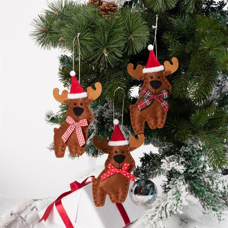 Christmas Reindeer Felt Hanging Pendants – Set of 3