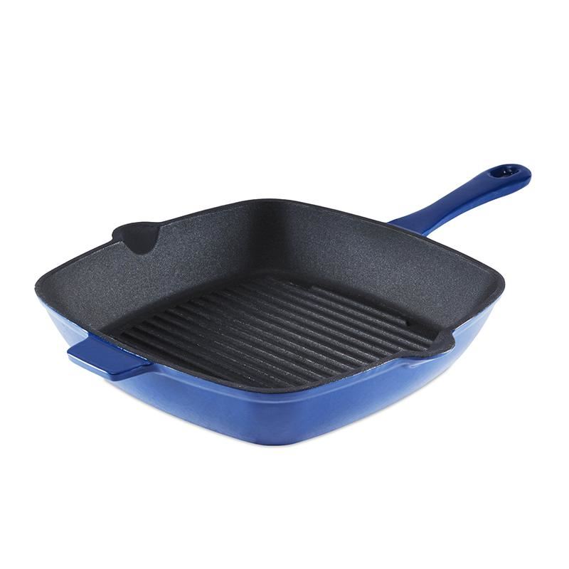Tower Barbary & Oak Blue 26cm Cast Iron Grill Pan
