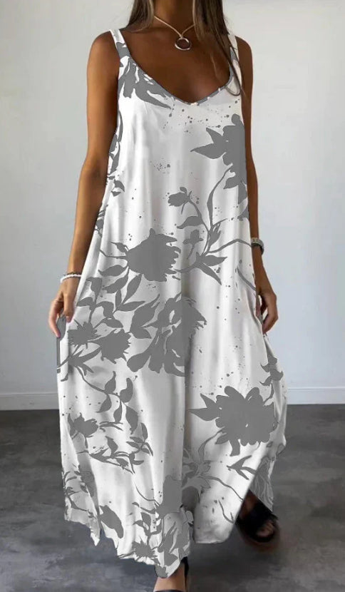 Summer Printed Sling Backless V-neck Dress