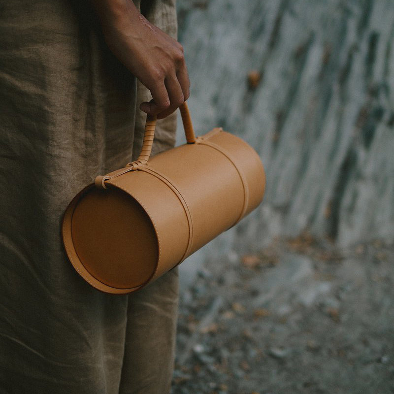 Women's Handwoven Bamboo Tube Bag | Sustainable Shoulder