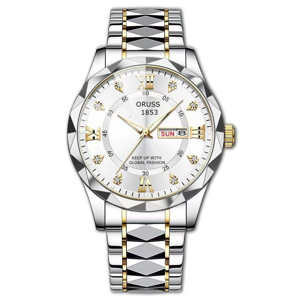 Dual-calendar Mens Quartz Casual Watch