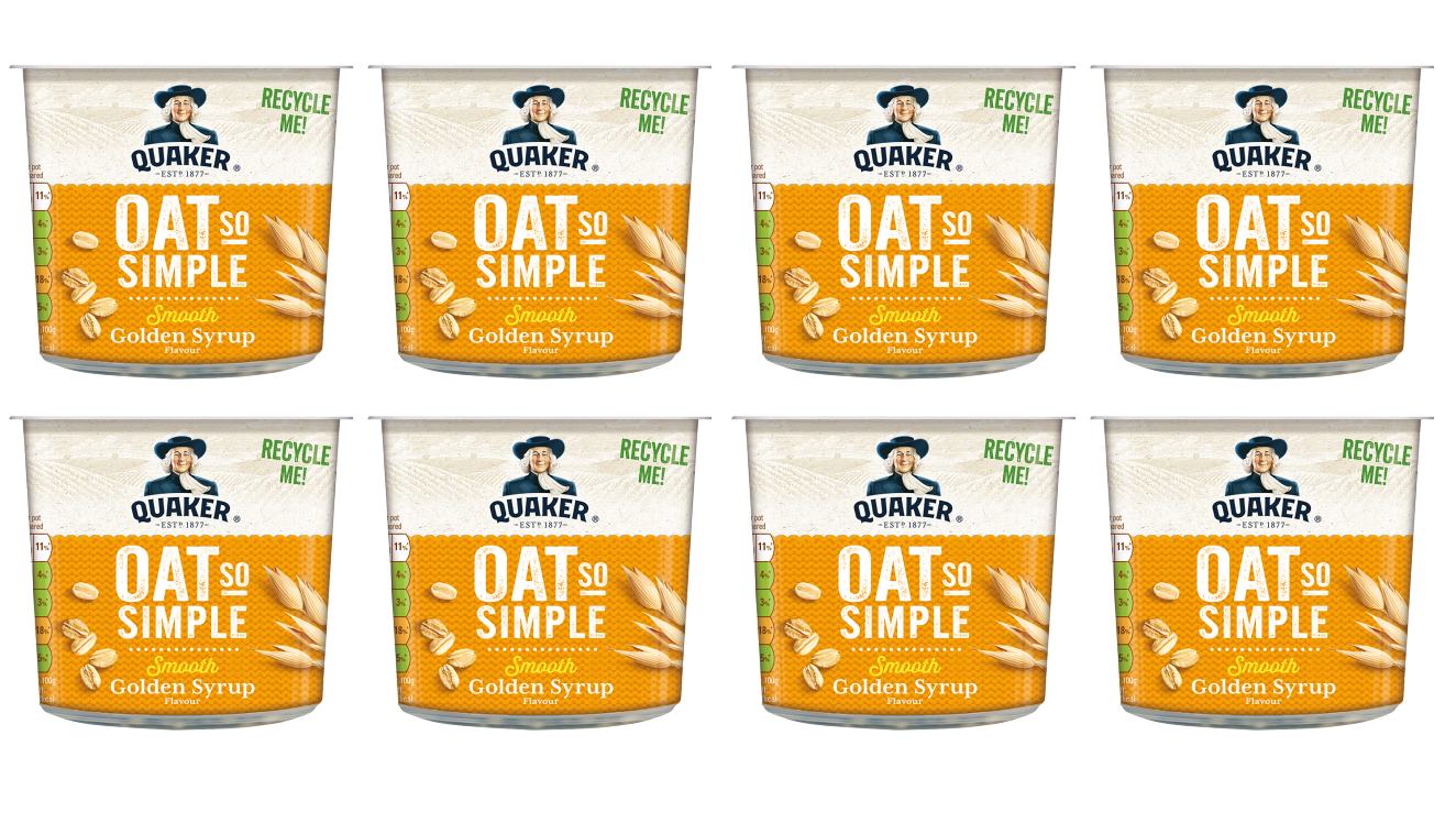 Quaker Oats So Simple Golden Syrup Express Porridge Pots | Pack of 8 x 57g