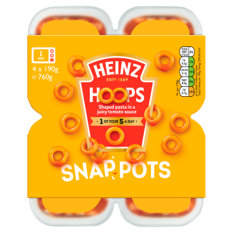 24 x botes Heinz Snap de aros de espagueti de 200 g (6 x 4 botes)