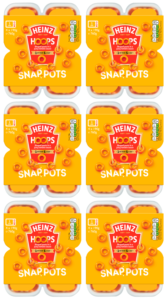 24 x botes Heinz Snap de aros de espagueti de 200 g (6 x 4 botes)