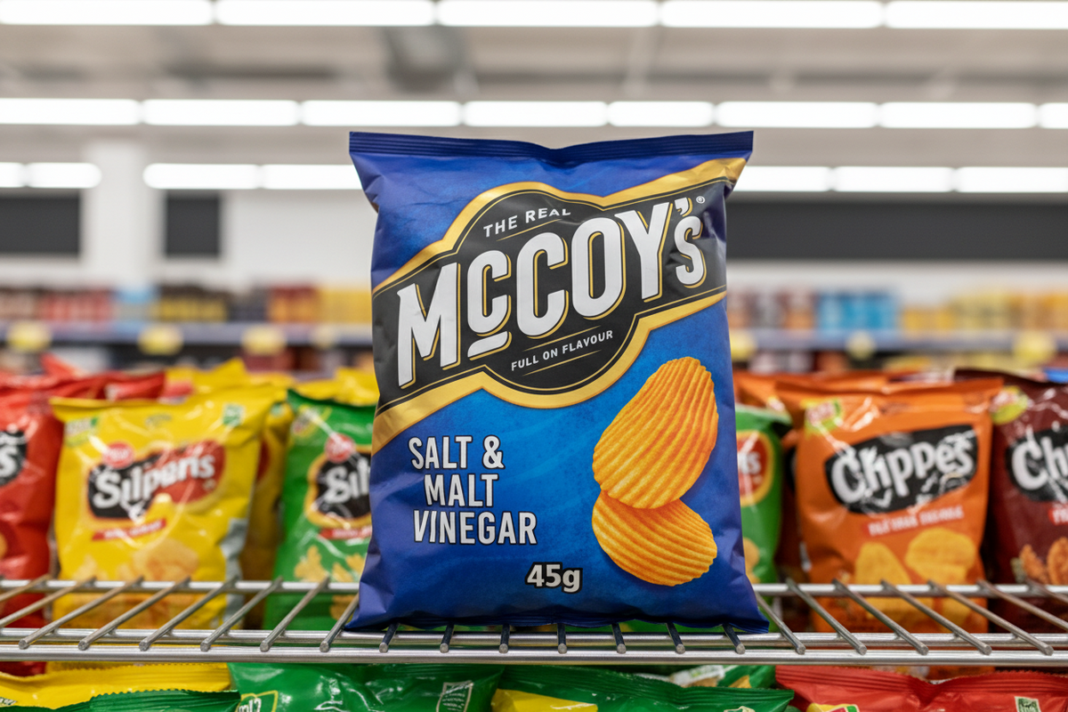 36 x Mccoy's Ridge Cut Salt & Malt Vinegar Flavour Potato Crisps 45G