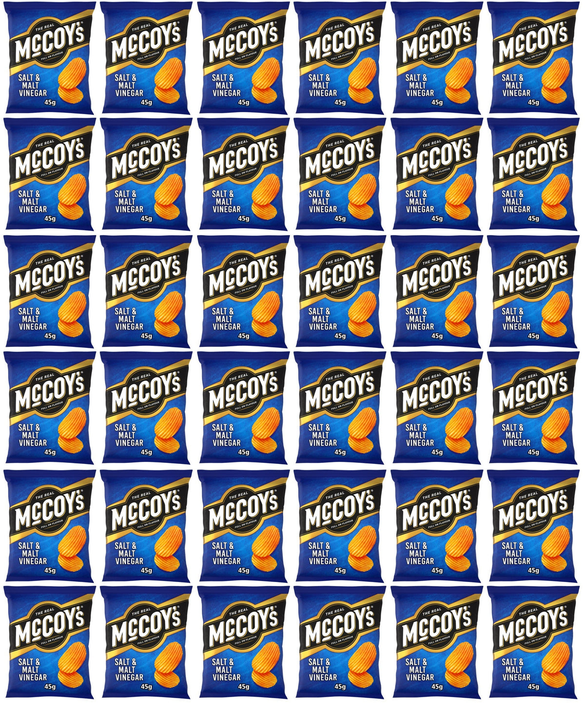 36 x Mccoy's Ridge Cut Salt & Malt Vinegar Flavour Potato Crisps 45G