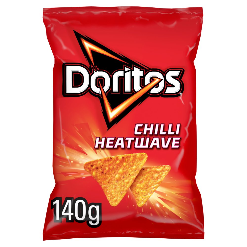 12 x Patatas fritas Doritos Chilli Heatwave Tortilla Chips Bolsa para compartir 140G