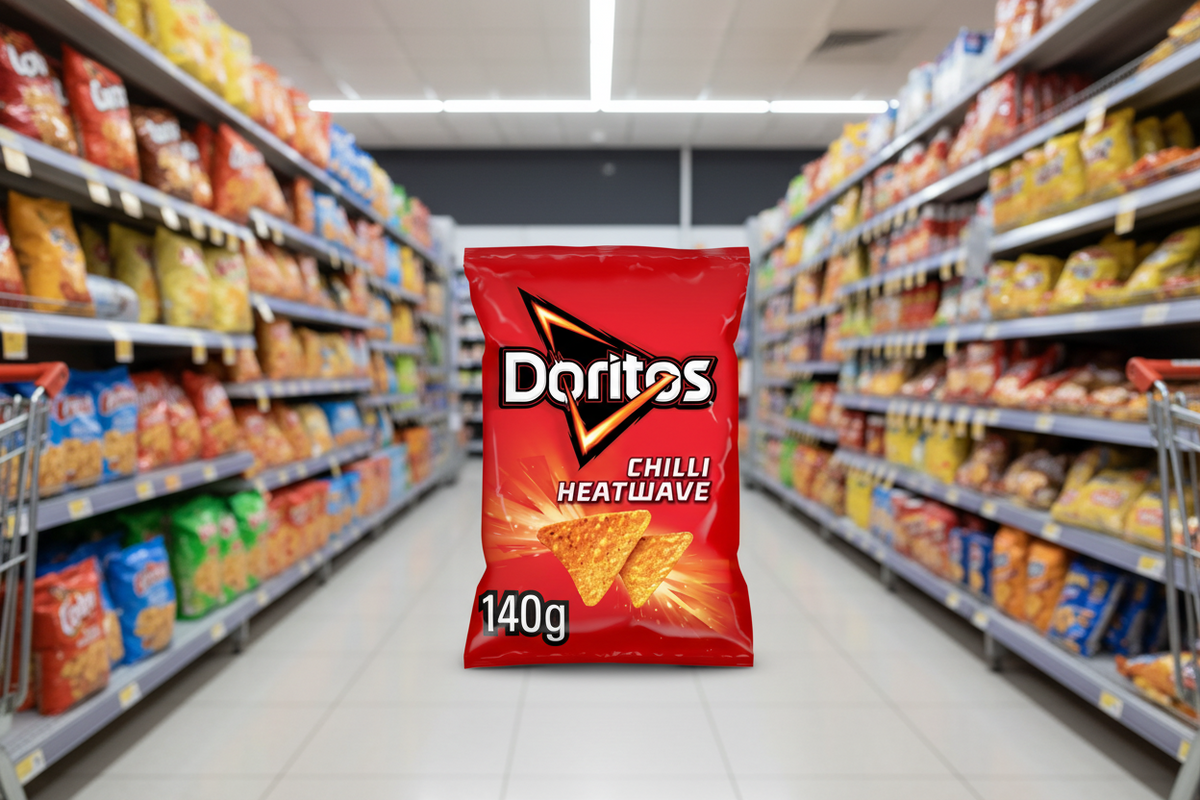 12 x Patatas fritas Doritos Chilli Heatwave Tortilla Chips Bolsa para compartir 140G