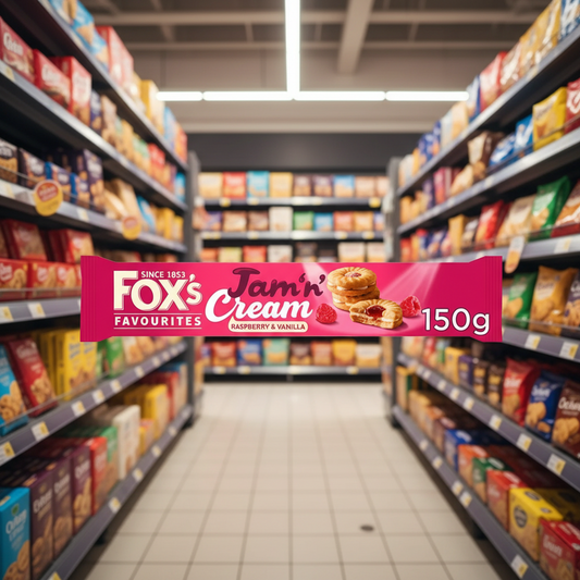 Mermelada y Nata Frambuesa y Vainilla Fox's Favourites 150g | Caja de 20