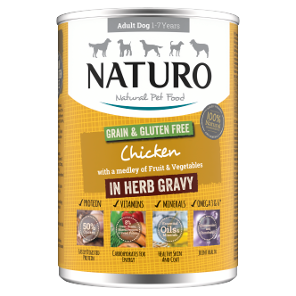 12 x Naturo Adult Hund Huhn in Soße Gemüse Getreide- & Glutenfrei 390g
