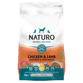 Naturo Adult Dog Chicken & Lamb Dry Food 2kg x 4 | Bulk Case