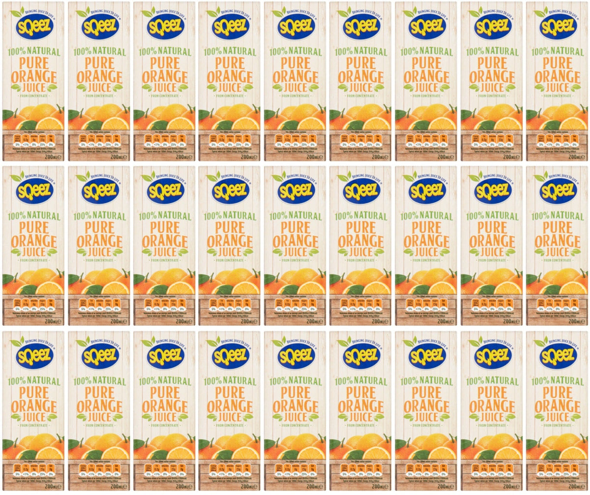 27 x Sqeez Pure Orange Juice 200Ml