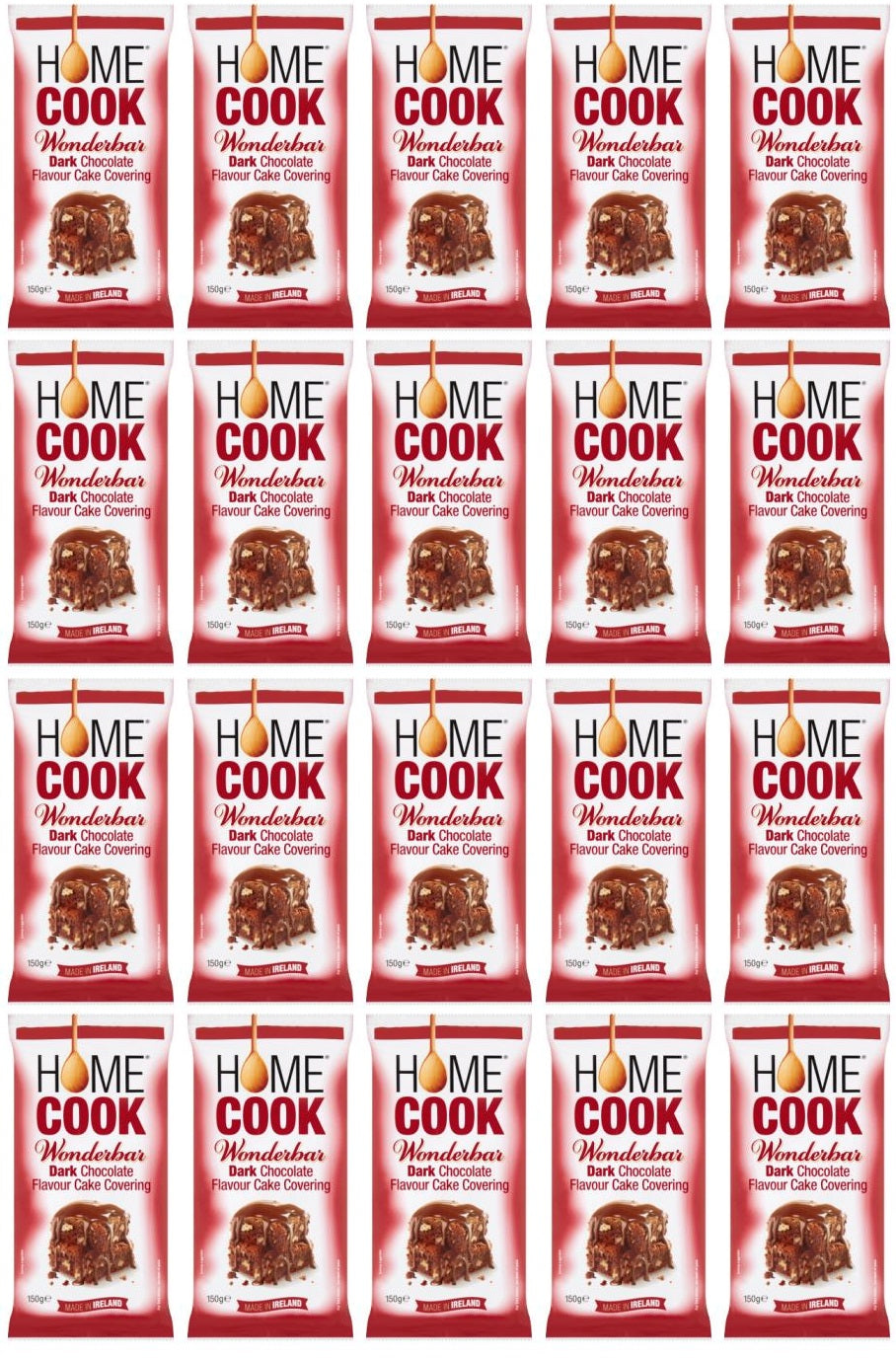 20 x Cobertura de chocolate negro Homecook Wonderbar de 150g