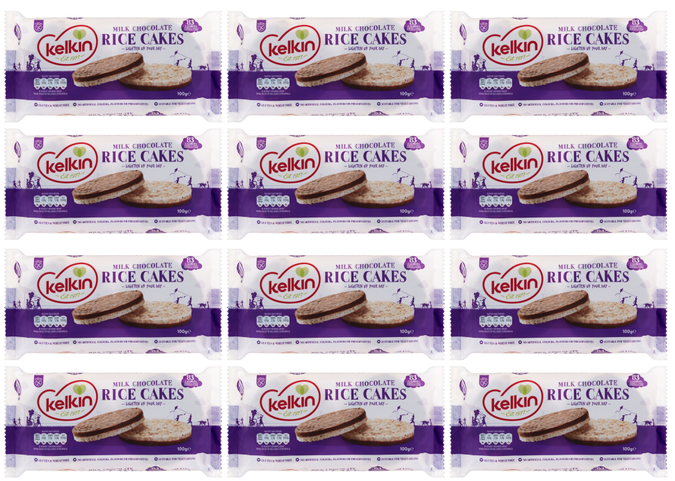 12 x Barritas de arroz cubiertas de chocolate con leche Kelkin 100 g