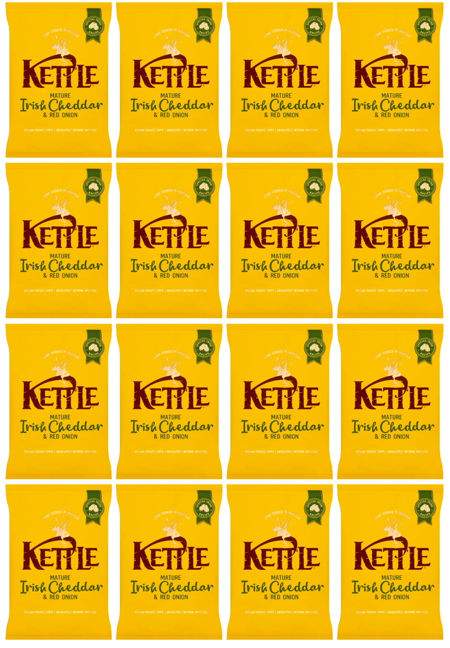 16 x Kettle Chips Irish Cheddar & Red Onion - 130g