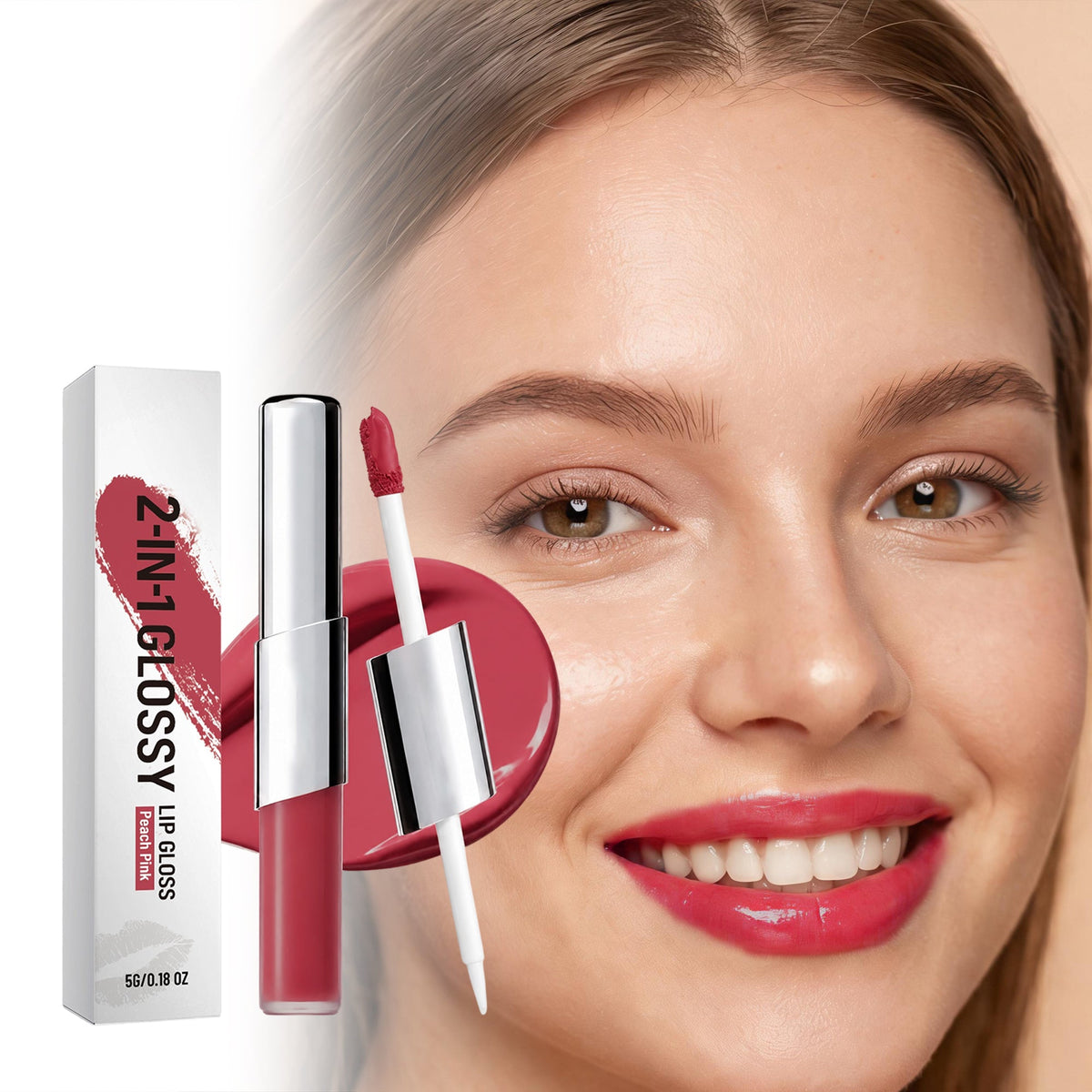 2-in-1 Long-lasting Shiny Lip Gloss 5g