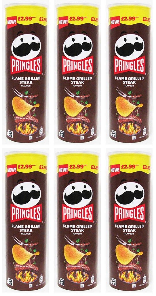 6 x Pringles Flame Grilled Steak - 165g