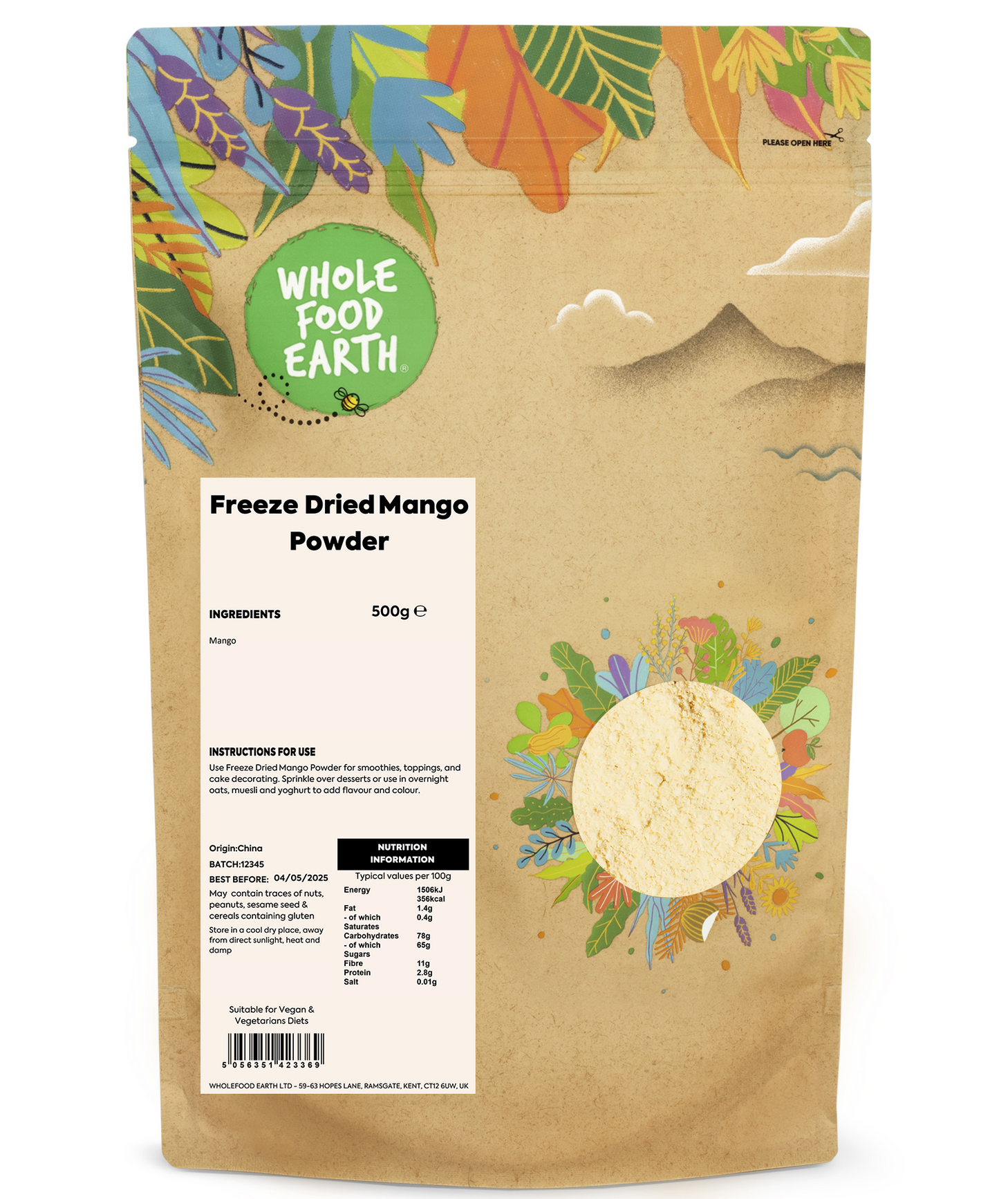 Gefriergetrocknetes Mangopulver | 100 % reine Mango | Natürliches Süßungsmittel
