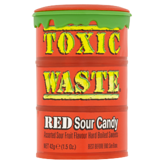 12 x Toxic Waste - Rote Saure Süßigkeiten 42 g
